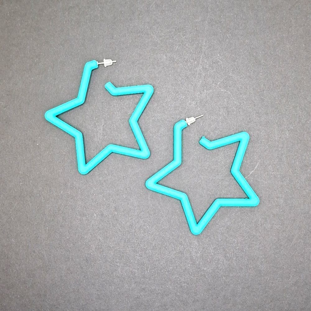 Aqua star shape earrings 90s vibes y2k accessories